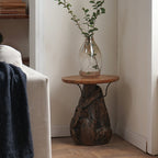 Traditional Chinese Natural Teak Wood Side Table - Hand-Carved Coffee Table For Living Room Lumendat