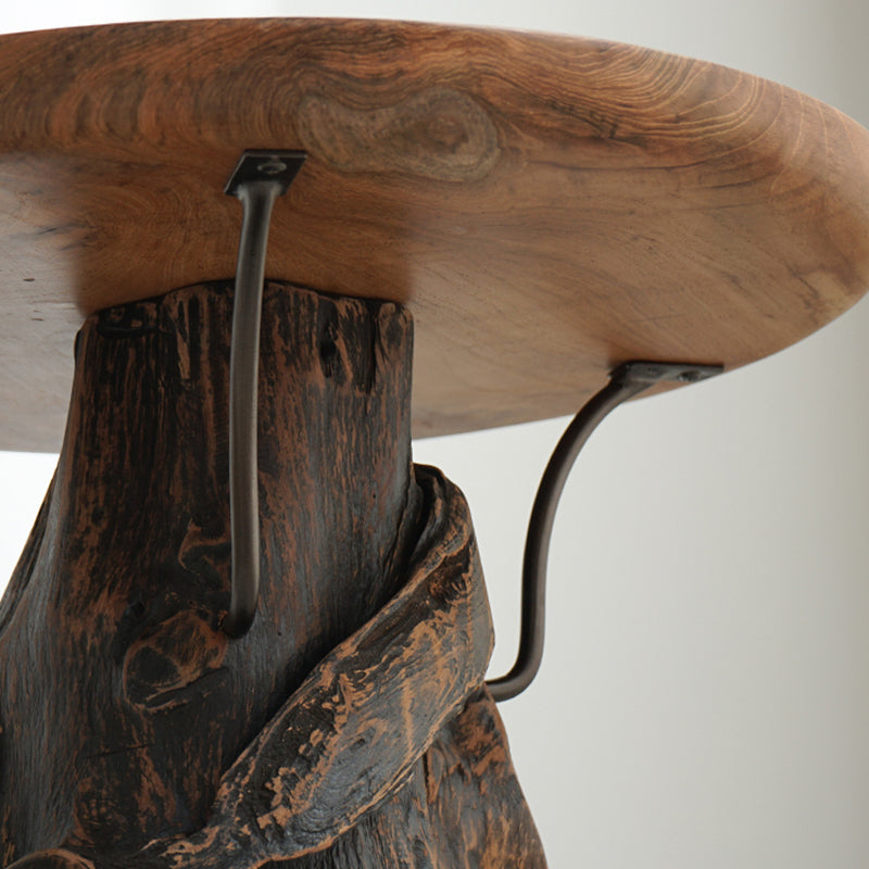 Traditional Chinese Natural Teak Wood Side Table - Hand-Carved Coffee Table For Living Room Lumendat