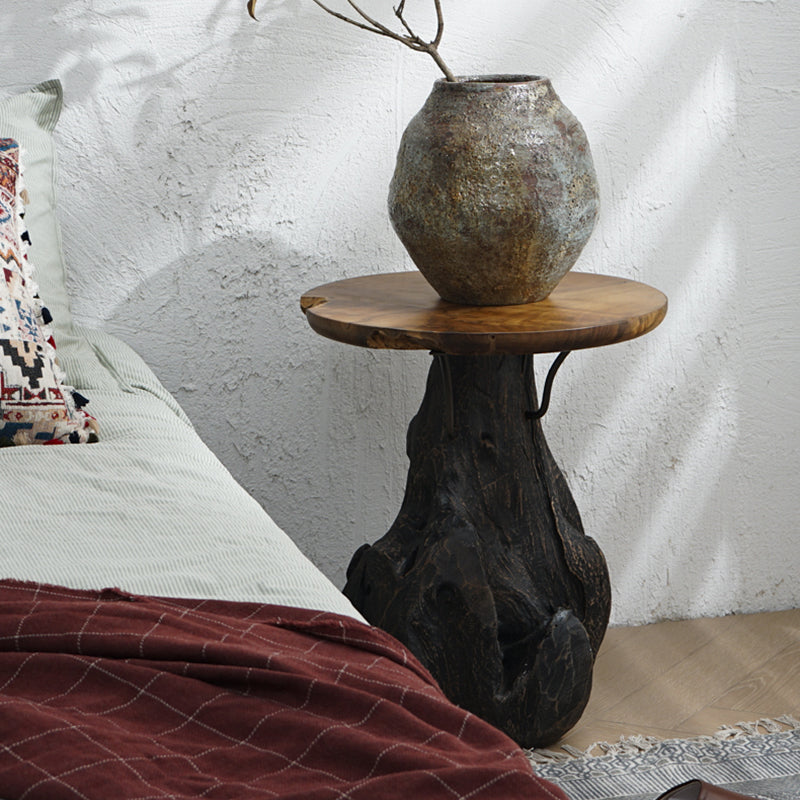 Traditional Chinese Natural Teak Wood Side Table - Hand-Carved Coffee Table For Living Room Lumendat