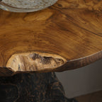 Traditional Chinese Natural Teak Wood Side Table - Hand-Carved Coffee Table For Living Room Lumendat