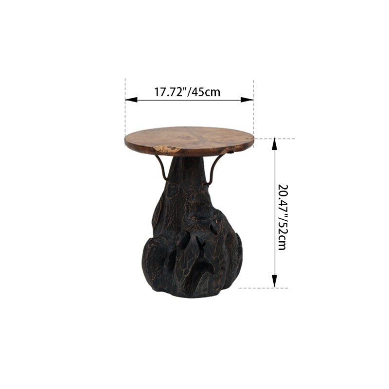 Traditional Chinese Natural Teak Wood Side Table - Hand-Carved Coffee Table For Living Room Lumendat