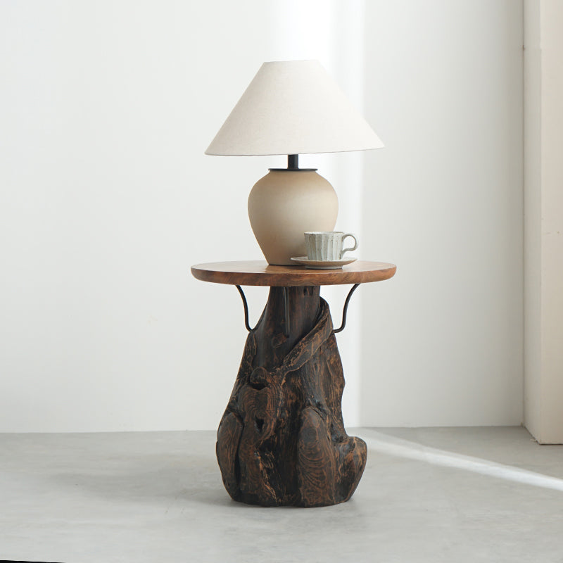 Traditional Chinese Natural Teak Wood Side Table - Hand-Carved Coffee Table For Living Room Lumendat
