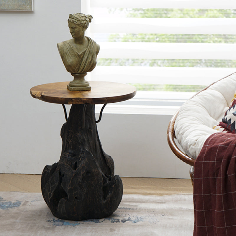Traditional Chinese Natural Teak Wood Side Table - Hand-Carved Coffee Table For Living Room Lumendat