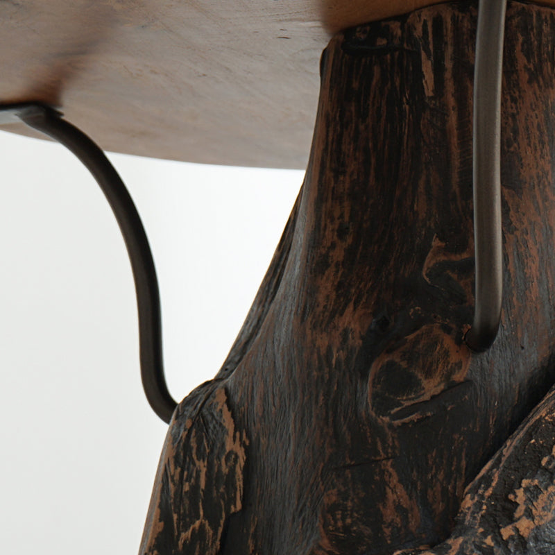 Traditional Chinese Natural Teak Wood Side Table - Hand-Carved Coffee Table For Living Room Lumendat