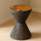 Traditional Sculptural Hourglass Coffee Table - Teak Wood Handmade Statement End Table For Living Room Lumendat