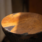 Traditional Sculptural Hourglass Coffee Table - Teak Wood Handmade Statement End Table For Living Room Lumendat
