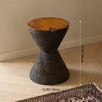 Traditional Sculptural Hourglass Coffee Table - Teak Wood Handmade Statement End Table For Living Room Lumendat