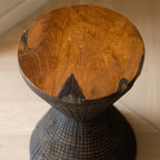 Traditional Sculptural Hourglass Coffee Table - Teak Wood Handmade Statement End Table For Living Room Lumendat