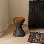 Traditional Sculptural Hourglass Coffee Table - Teak Wood Handmade Statement End Table For Living Room Lumendat