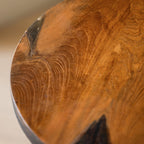 Traditional Sculptural Hourglass Coffee Table - Teak Wood Handmade Statement End Table For Living Room Lumendat