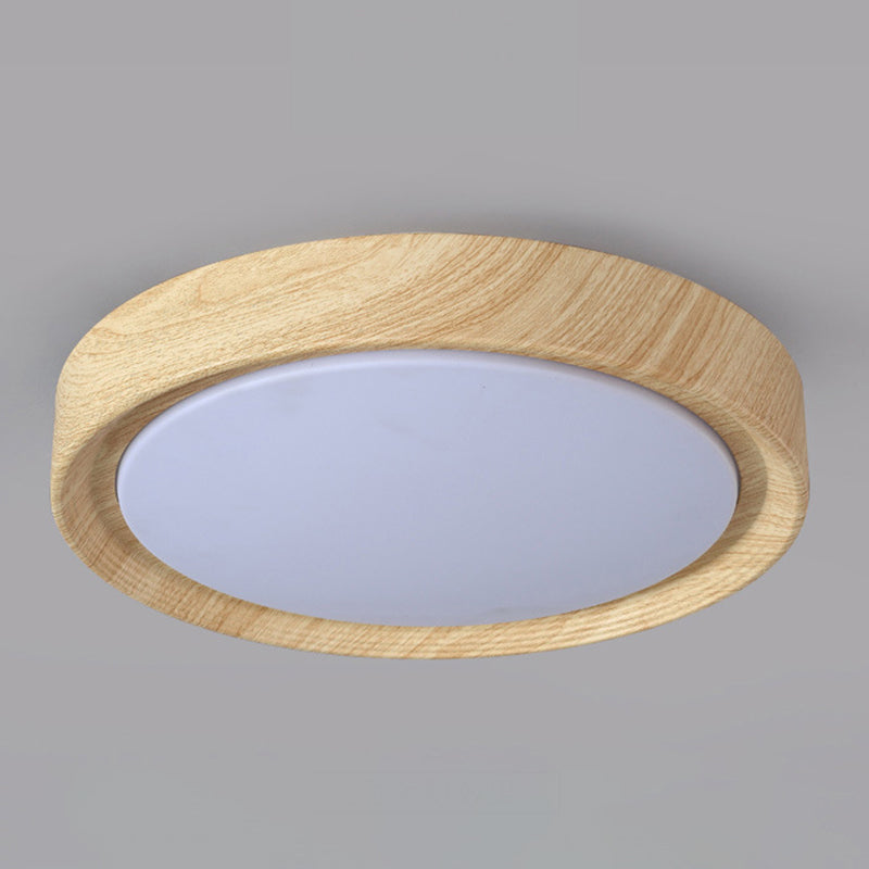 Modern Minimalist Round Wood Grain Iron Acrylic LED Flush Mount Light Lumendat