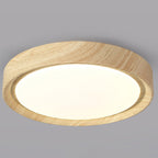 Modern Minimalist Round Wood Grain Iron Acrylic LED Flush Mount Light Lumendat
