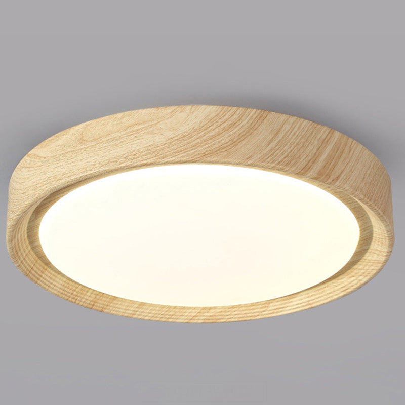 Modern Minimalist Round Wood Grain Iron Acrylic LED Flush Mount Light Lumendat