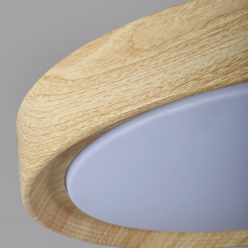 Modern Minimalist Round Wood Grain Iron Acrylic LED Flush Mount Light Lumendat