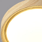 Modern Minimalist Round Wood Grain Iron Acrylic LED Flush Mount Light Lumendat