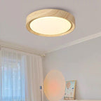 Modern Minimalist Round Wood Grain Iron Acrylic LED Flush Mount Light Lumendat