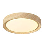 Modern Minimalist Round Wood Grain Iron Acrylic LED Flush Mount Light Lumendat