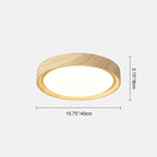 Modern Minimalist Round Wood Grain Iron Acrylic LED Flush Mount Light Lumendat