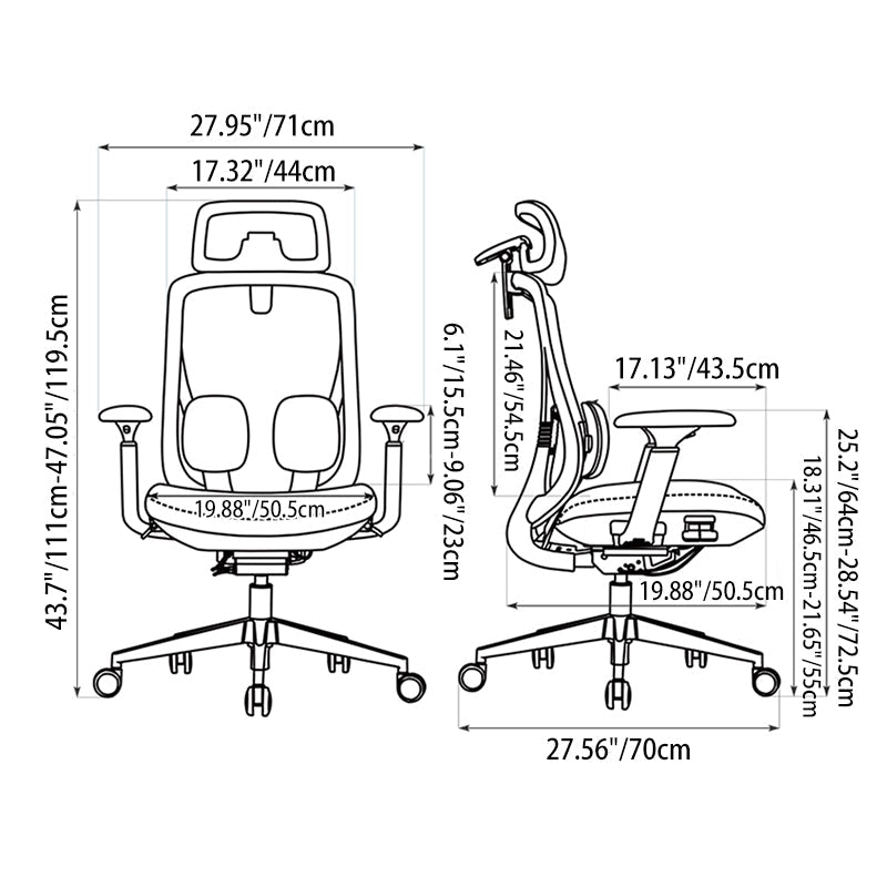 Modern Minimalist Ergonomic High-Back Office Chair - Adjustable Headrest & Lumbar Support Breathable Mesh Desk Chair For Home Office Lumendat