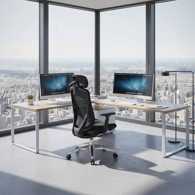 Modern Minimalist Ergonomic High-Back Office Chair - Adjustable Headrest & Lumbar Support Breathable Mesh Desk Chair For Home Office Lumendat