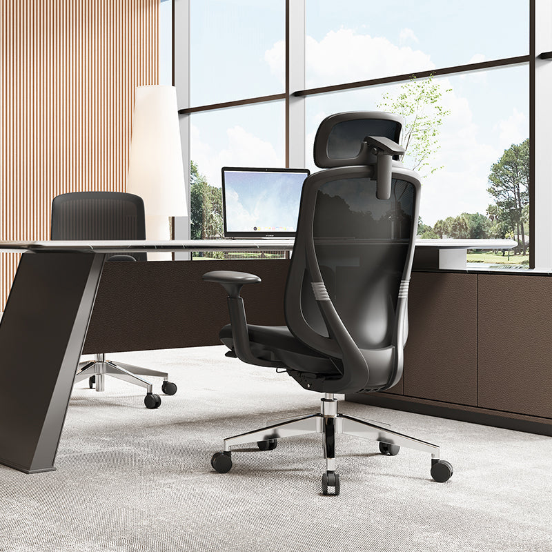 Modern Minimalist Ergonomic High-Back Office Chair - Adjustable Headrest & Lumbar Support Breathable Mesh Desk Chair For Home Office Lumendat