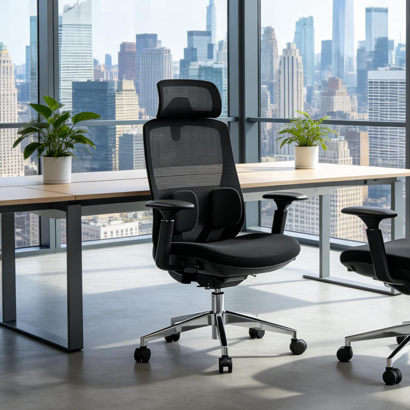 Modern Minimalist Ergonomic High-Back Office Chair - Adjustable Headrest & Lumbar Support Breathable Mesh Desk Chair For Home Office Lumendat