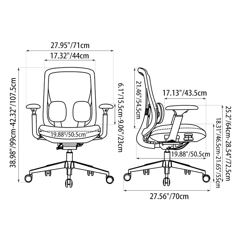 Long-Hour Comfort Ergonomic Office Chair - High-Resilience Seat Silent Casters & Aluminum Base Desk Chair For Home Office Lumendat