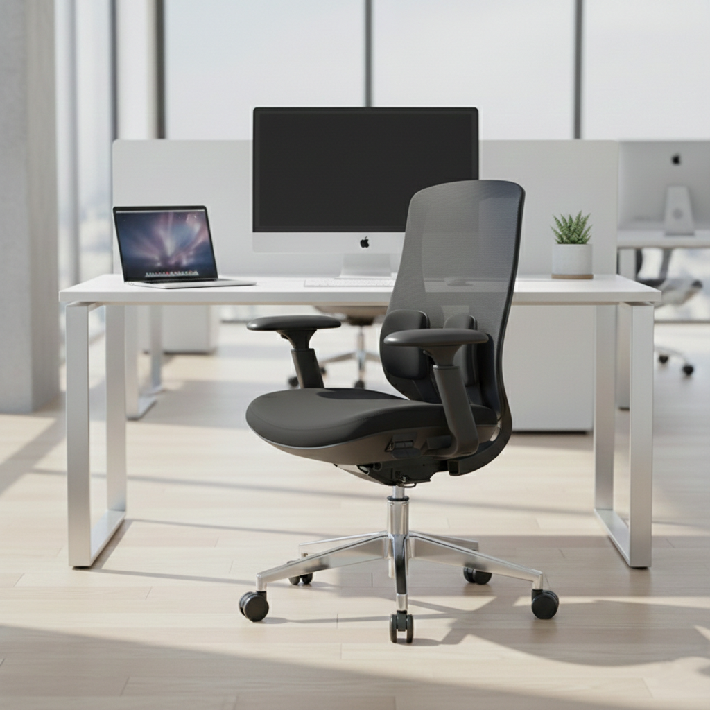 Long-Hour Comfort Ergonomic Office Chair - High-Resilience Seat Silent Casters & Aluminum Base Desk Chair For Home Office Lumendat