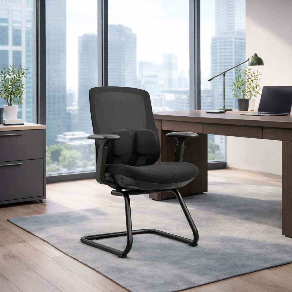 Saddle-Base Office Chair - 4D Adjustable Armrests & Adaptive Lumbar Support Mesh Conference Desk Chair For Home Office Lumendat