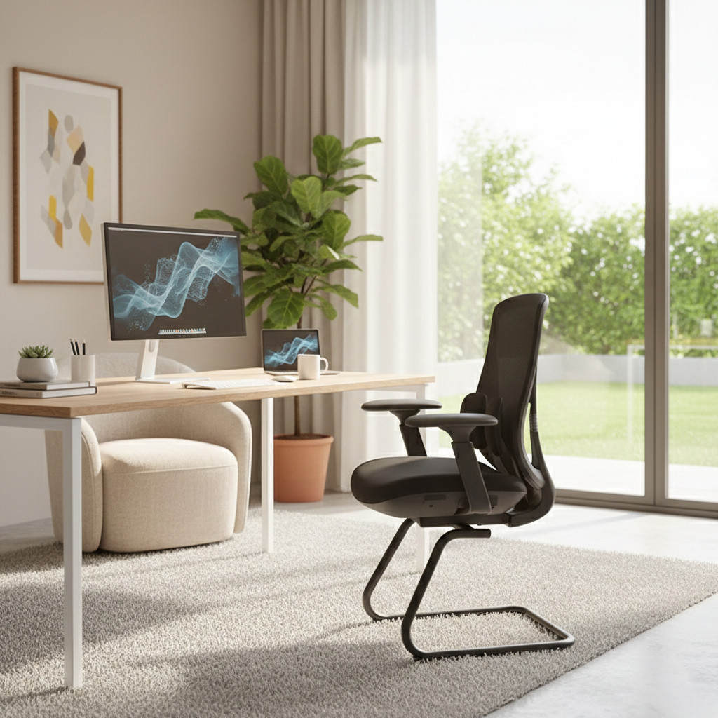 Saddle-Base Office Chair - 4D Adjustable Armrests & Adaptive Lumbar Support Mesh Conference Desk Chair For Home Office Lumendat
