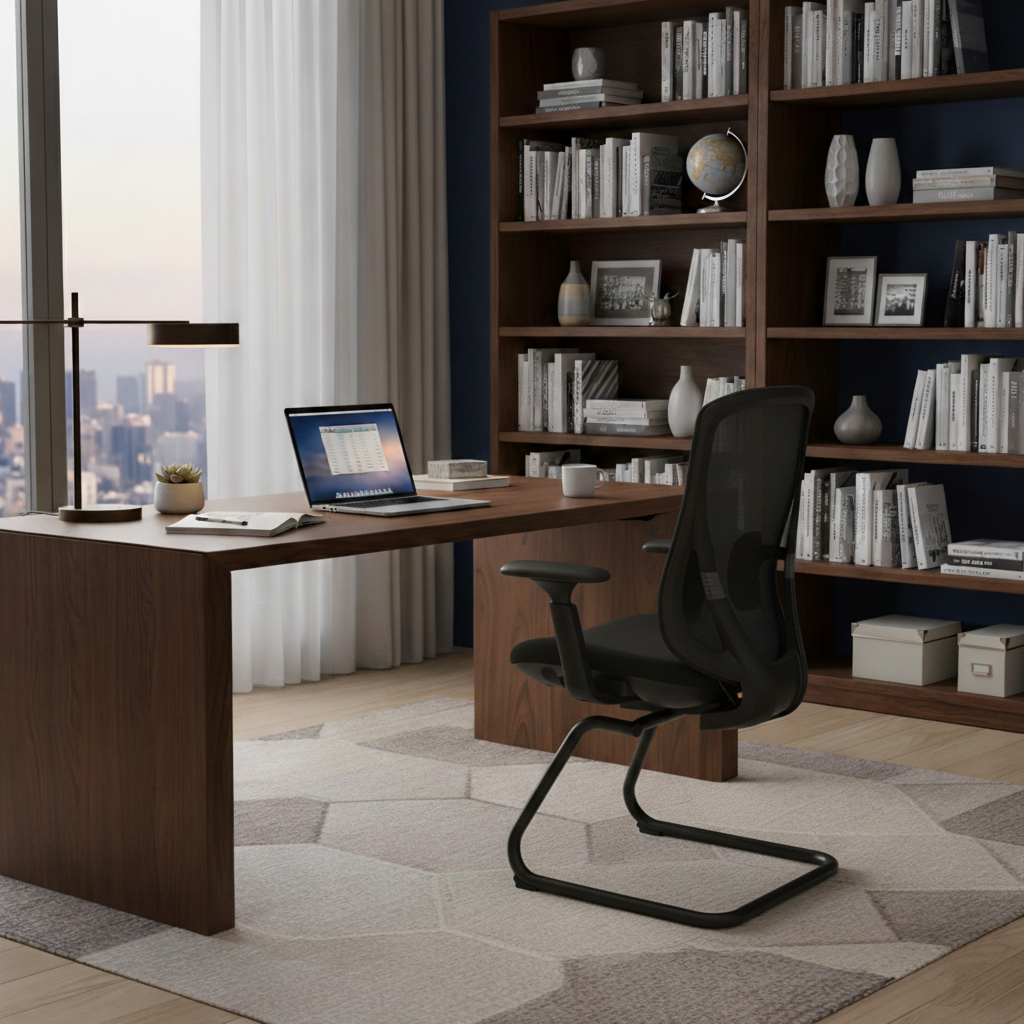 Saddle-Base Office Chair - 4D Adjustable Armrests & Adaptive Lumbar Support Mesh Conference Desk Chair For Home Office Lumendat