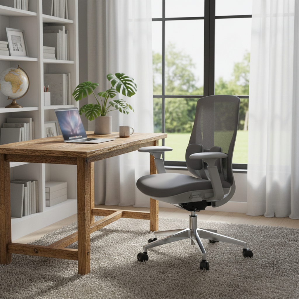 Modern Minimalist Cable-Controlled Office Chair - 360° Lumbar Adjust Heavy-Duty Aluminum Base & Safety Gas Lift Silent Caster Desk Chair For Home Office Lumendat