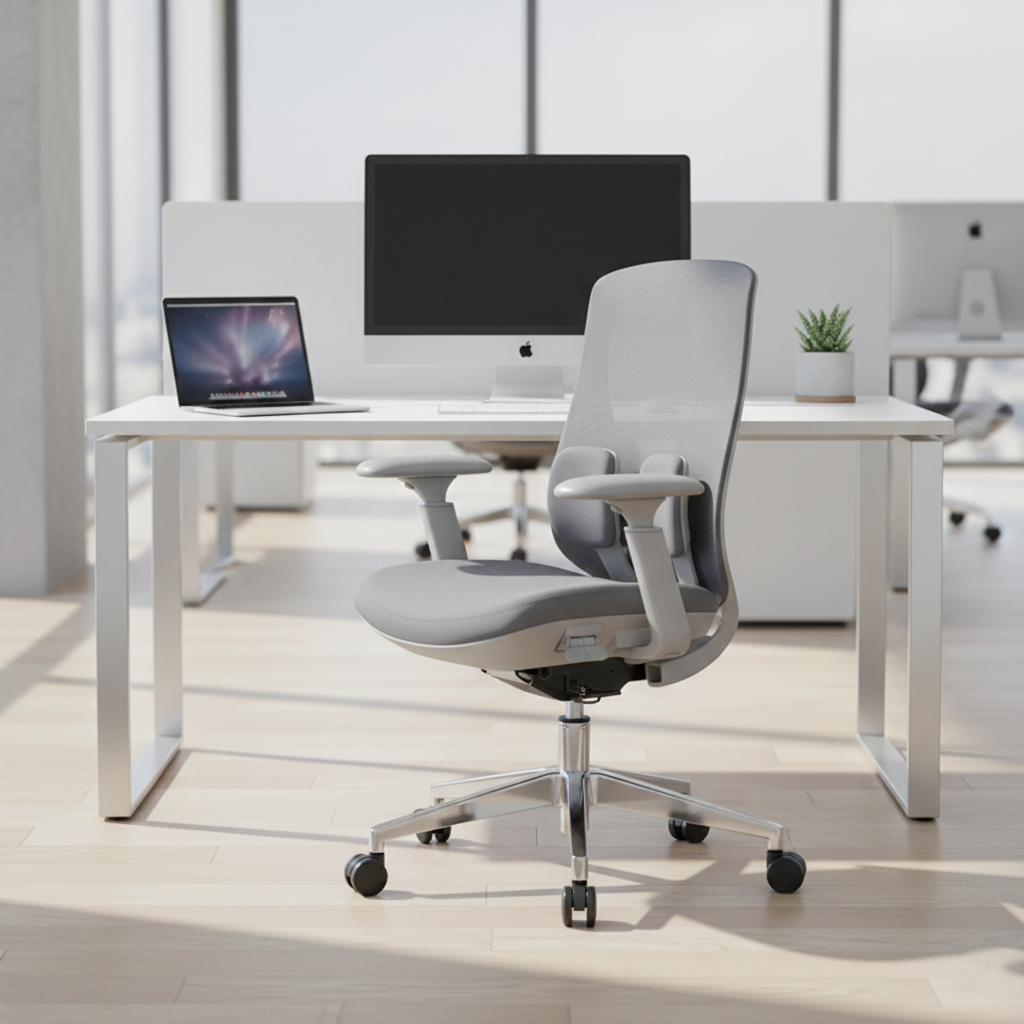 Modern Minimalist Cable-Controlled Office Chair - 360° Lumbar Adjust Heavy-Duty Aluminum Base & Safety Gas Lift Silent Caster Desk Chair For Home Office Lumendat