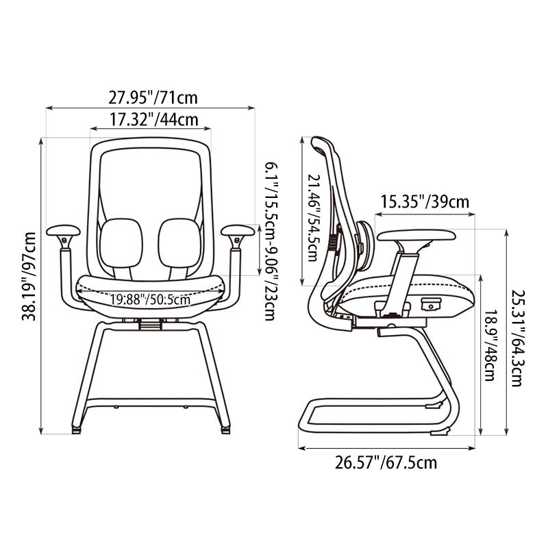 Modern Minimalist Sled Base Office Chair - Adaptive Lumbar Support & 4D Adjustable Armrest Mesh Conference Desk Chair For Home Office Lumendat