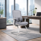 Modern Minimalist Sled Base Office Chair - Adaptive Lumbar Support & 4D Adjustable Armrest Mesh Conference Desk Chair For Home Office Lumendat