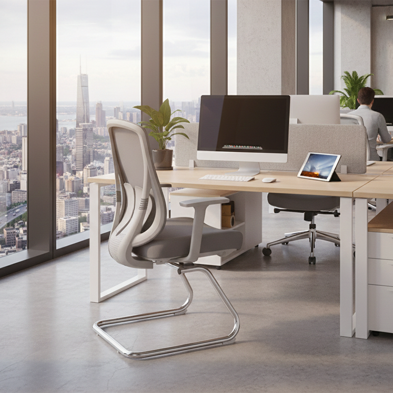 Modern Minimalist Mesh Bow Office Chair - Ergonomic Lumbar Support High-Resilience Sponge Cushion Desk Chair For Home Office Lumendat