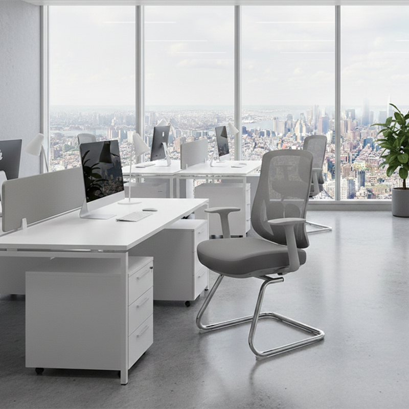 Modern Minimalist Mesh Bow Office Chair - Ergonomic Lumbar Support High-Resilience Sponge Cushion Desk Chair For Home Office Lumendat