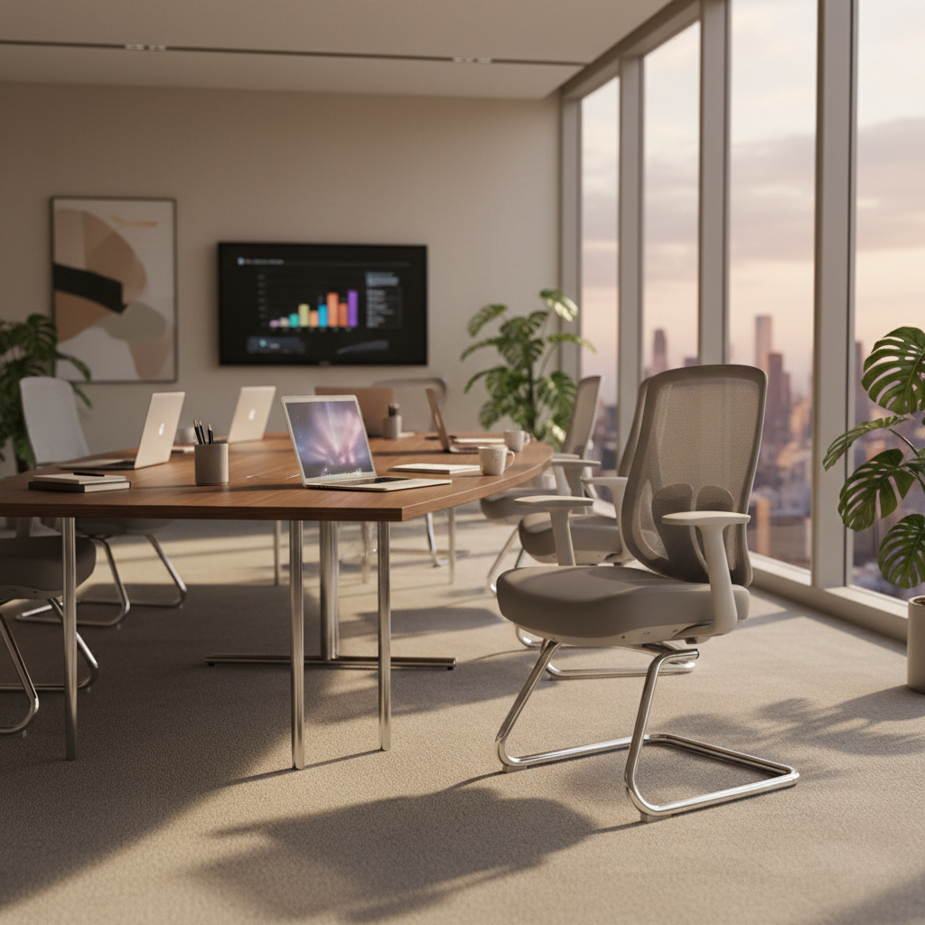 Modern Minimalist Mesh Bow Office Chair - Ergonomic Lumbar Support High-Resilience Sponge Cushion Desk Chair For Home Office Lumendat