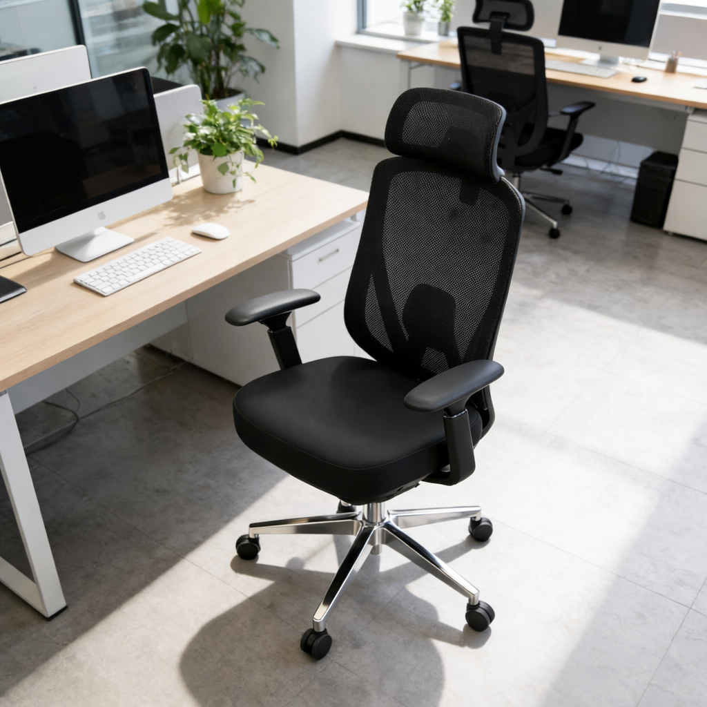 Modern Minimalist High-Back Mesh Executive Desk Chair - 4D Adjustable Headrest & Lumbar Support Silent Caster Ergonomic Office Chair For Home Office Lumendat
