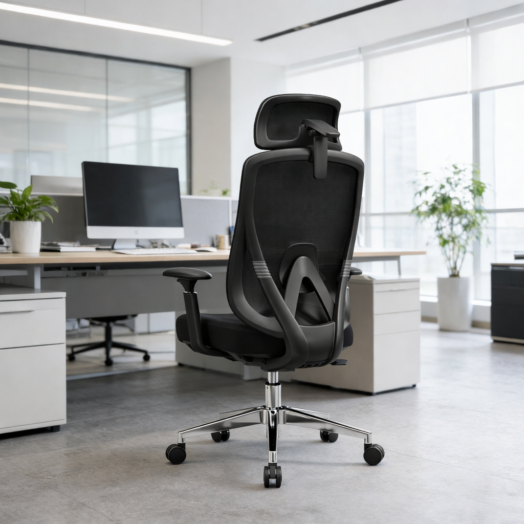 Modern Minimalist High-Back Mesh Executive Desk Chair - 4D Adjustable Headrest & Lumbar Support Silent Caster Ergonomic Office Chair For Home Office Lumendat