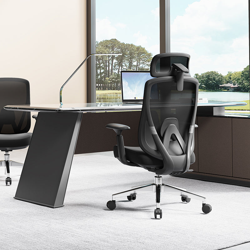 Modern Minimalist High-Back Mesh Executive Desk Chair - 4D Adjustable Headrest & Lumbar Support Silent Caster Ergonomic Office Chair For Home Office Lumendat
