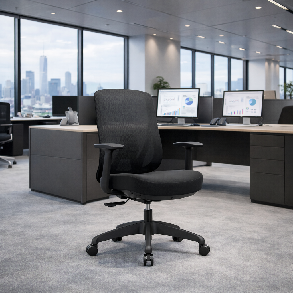 Modern Minimalist Mid-Back Mesh Office Chair - Adaptive Lumbar Support Tilt Adjustment Silent Casters Desk Chair For Home Office Lumendat