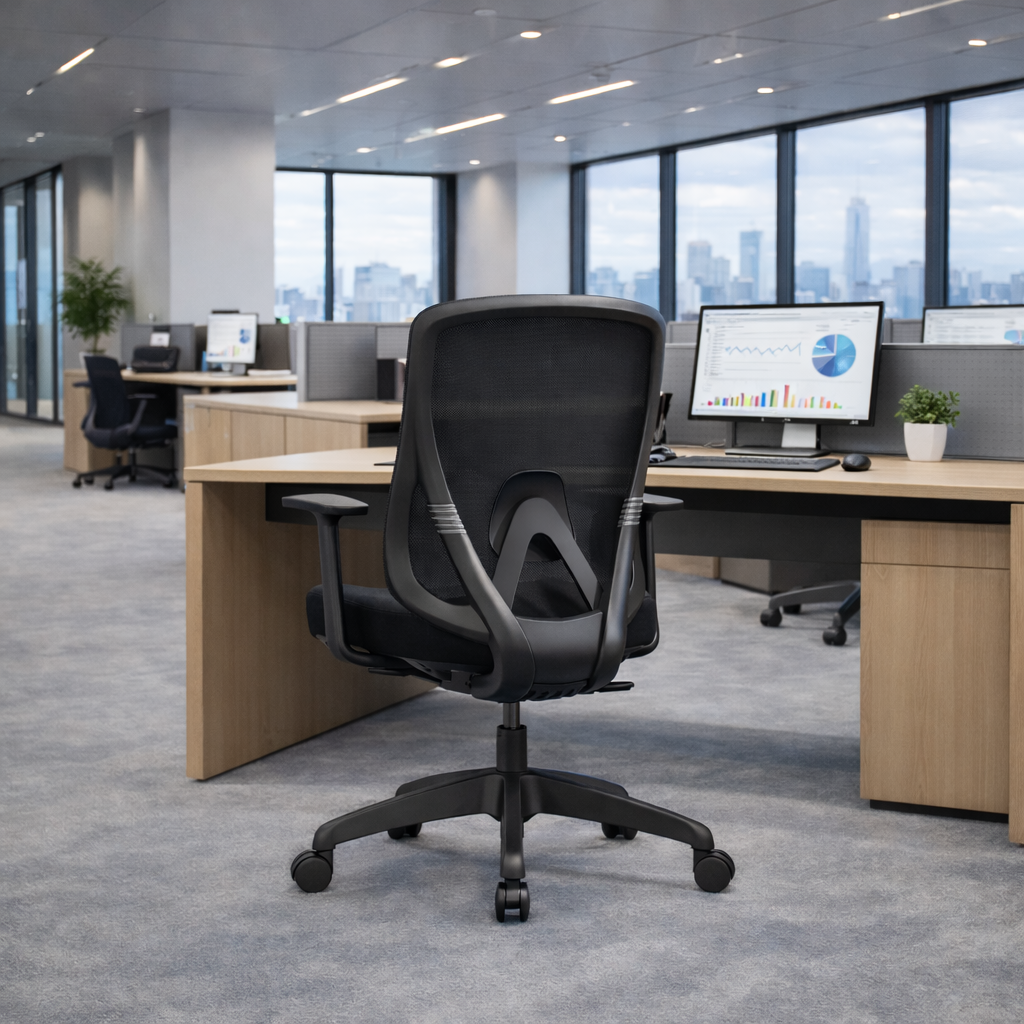 Modern Minimalist Mid-Back Mesh Office Chair - Adaptive Lumbar Support Tilt Adjustment Silent Casters Desk Chair For Home Office Lumendat