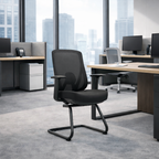 Sleek Minimalist Bow Reception Chair - Breathable Mesh Pressure-Relief Cushion High-Resilience Sponge Desk Chair For Home Office Lumendat