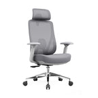 Modern Minimalist Grey High-Back Mesh Executive Chair - 4D Adjustable Headrest & Tilt Ergonomic Office Chair For Home Office Lumendat