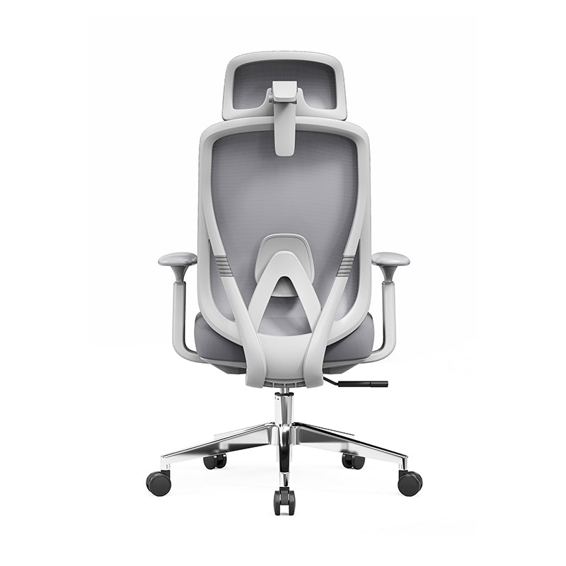 Modern Minimalist Grey High-Back Mesh Executive Chair - 4D Adjustable Headrest & Tilt Ergonomic Office Chair For Home Office Lumendat