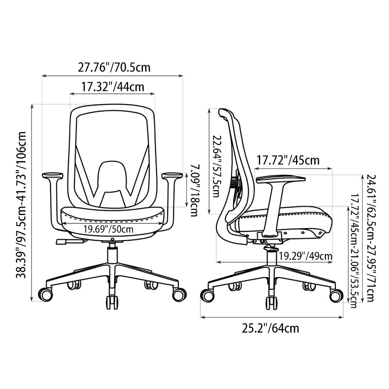 Modern Minimalist Mid-Back Mesh Executive Chair - Tilt Adjustment Silent Casters Desk Chair For Home Office Lumendat