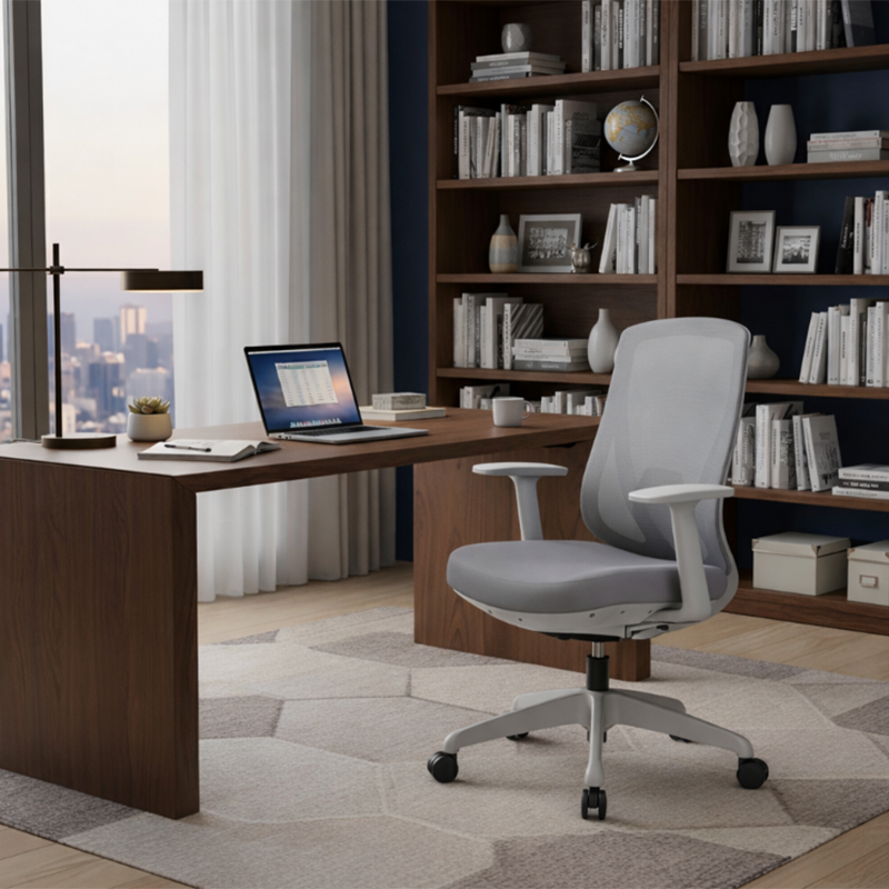 Modern Minimalist Mid-Back Mesh Executive Chair - Tilt Adjustment Silent Casters Desk Chair For Home Office Lumendat