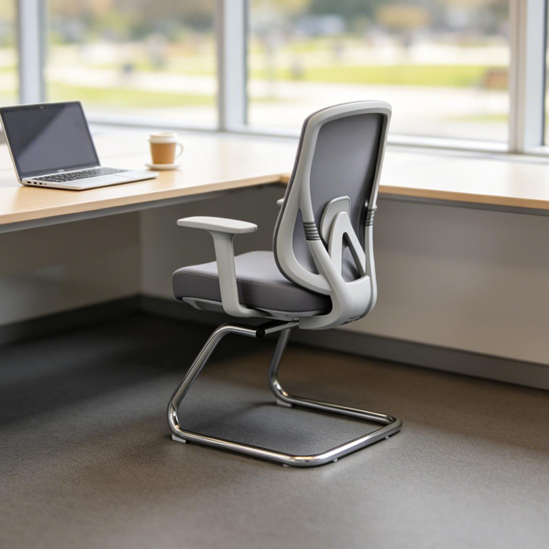 Modern Minimalist Mesh Bow Reception Chair - Tear-Resistant Mesh & Lumbar Support Business Use Desk Chair For Home Office Lumendat