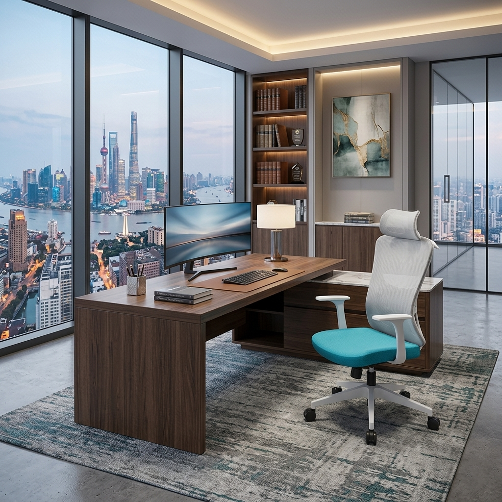 Modern Minimalist High-Back Mesh Office Chair - Adjustable Headrest Ergonomic Lumbar Support Silent Casters Desk Chair For Home Office Lumendat